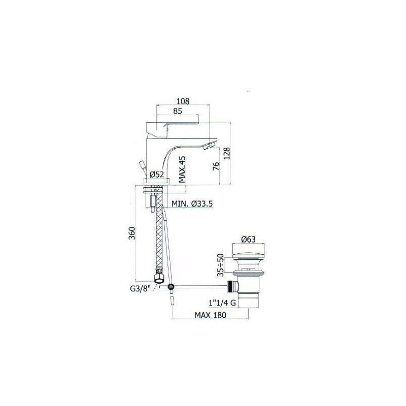 Grifos Lavabo Monomando MEZCLADOR PARA LAVABO lavabo PAFFONI blu 075