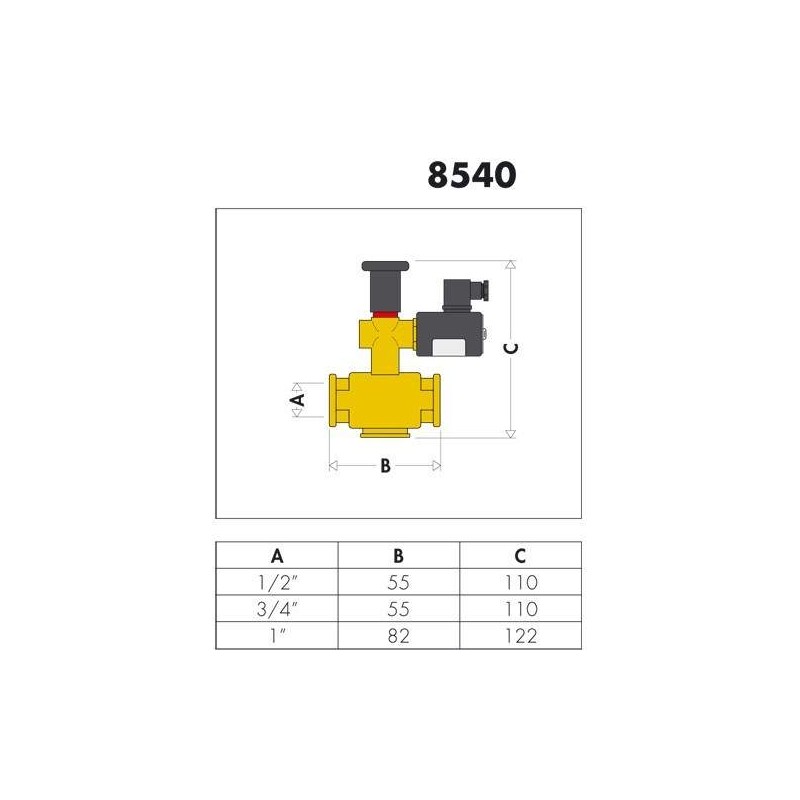 Gas solenoid valves Normally open gas solenoid valve Caleffi 8540