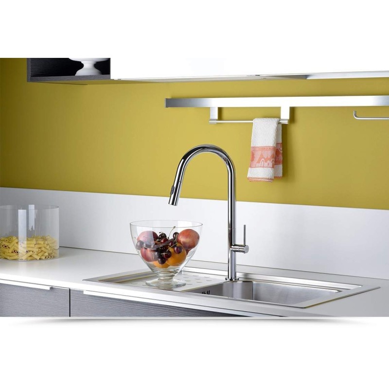 Kitchen taps with shower head High sink mixer with adjustable spout Paffoni CH185CR