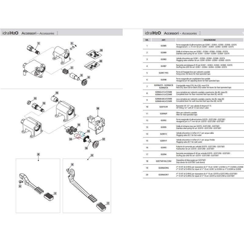 Mouvement céramique pour robinets Broche d'alimentation hexagonale de remplacement Idral 02092