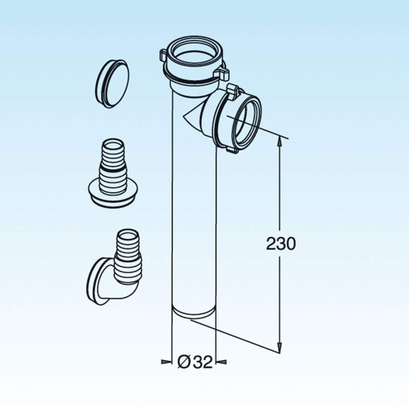 Drains for sinks 2-way fitting washing-maschine connections LIRA 8.2643.02 - 8.2643.04