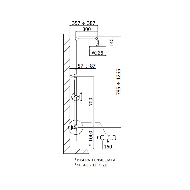 Duschsäulen Einstellbare Duschsäule mit Thermostatmischer Paffoni ZCOL638LIQCR