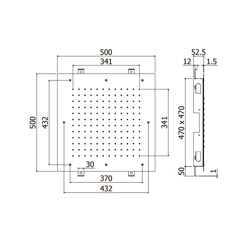 Quadratische Duschköpfe Eingebauter Duschkopf 500x500 Paffoni ZSOF301CR