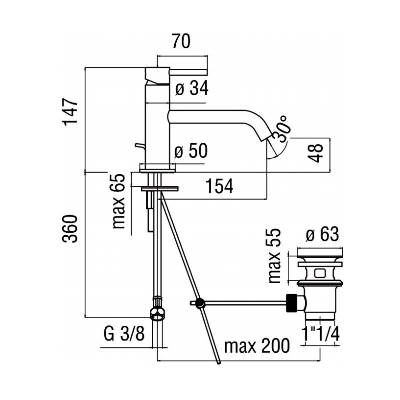 Grifos para Lavabo Mezclador para lavabo boca larga Nobili Acquerelli AQ93118/20CR