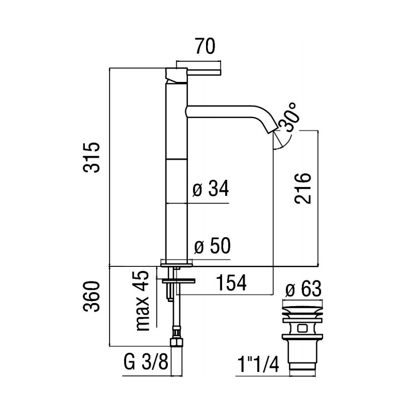 Grifos para Lavabo Mezclador de lavabo alto Nobili Acquerelli AQ93128/2CR