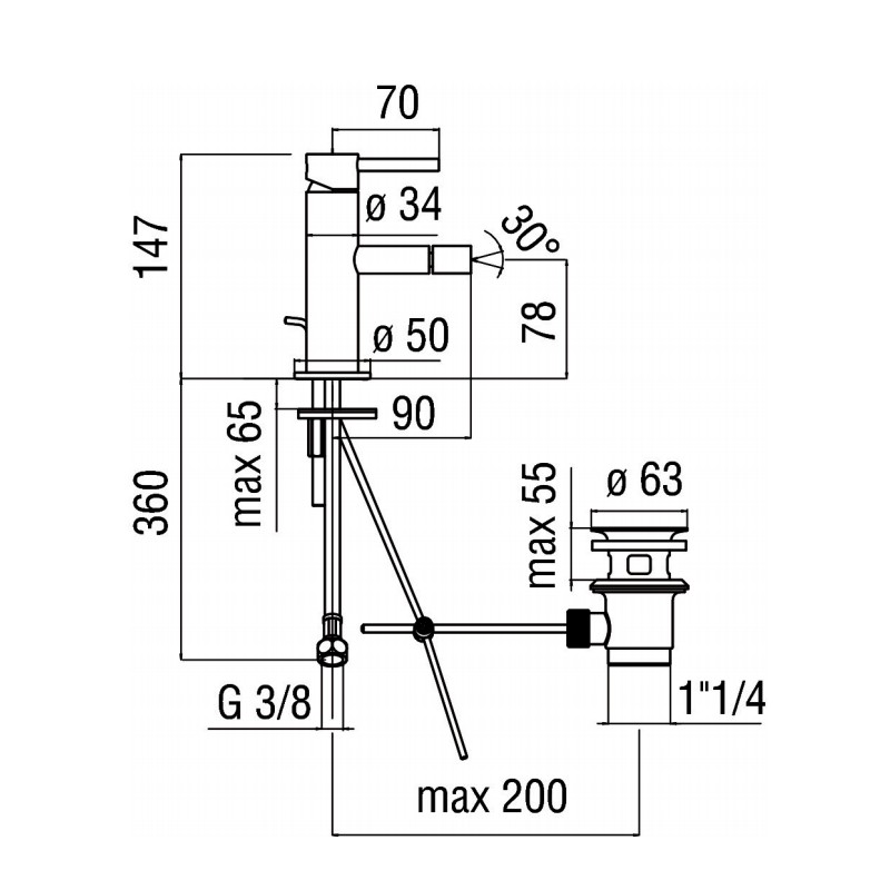 Einhebel-Bidetarmaturen Einhand-Bidetmischer Nobili Acquerelli AQ93119/1CR