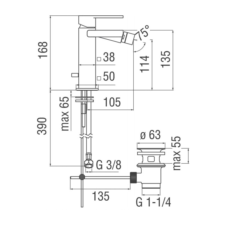 Robinets pour le bidet 1 levier Mitigeur de bidet en laiton chromé Nobili Loop LP90119/1CR