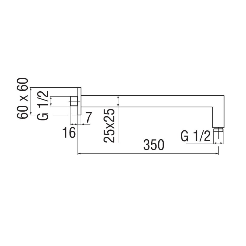 Zulaufarm für Duschkopf Wandbrausearm 350 mm lang Nobili AD138/24CR