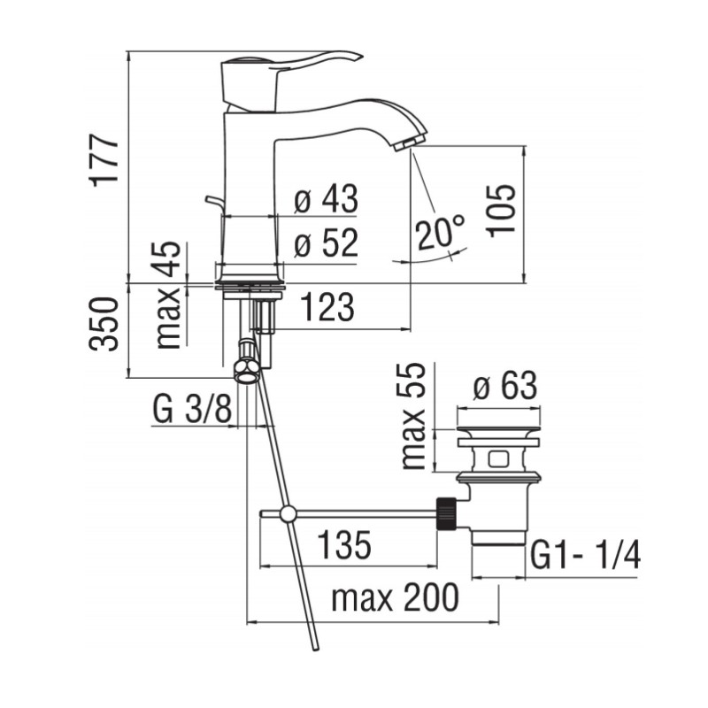 Robinet pour Lavabo Mélangeur d'évier de style rétro Nobili Sofì SI98118/1CR