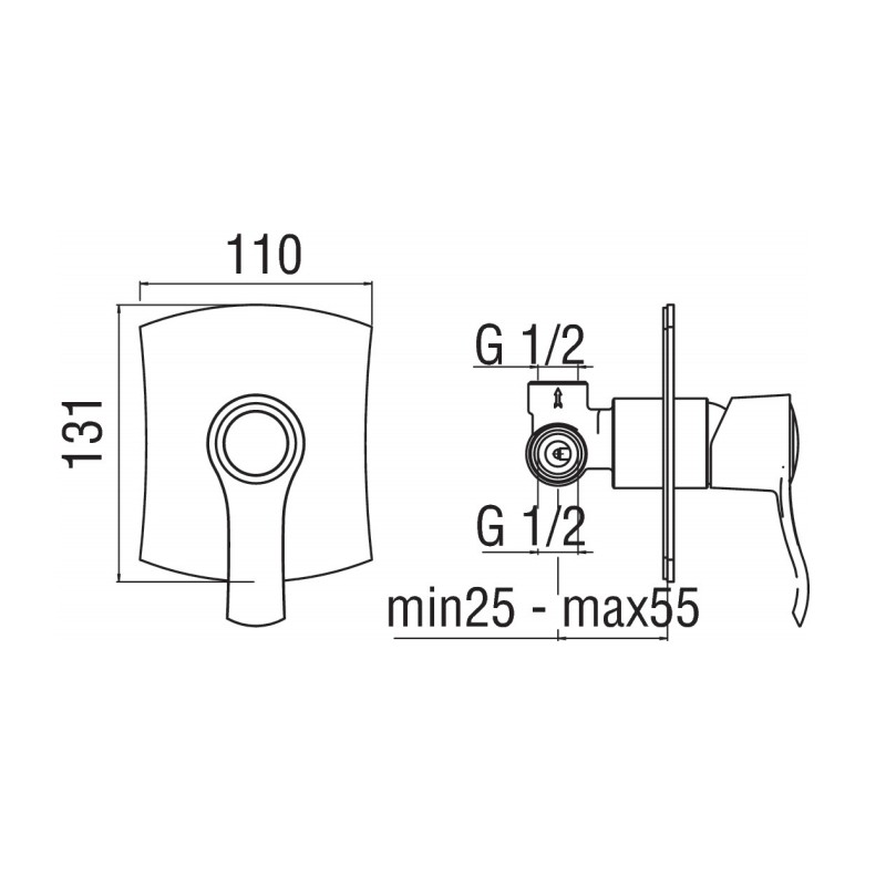 Built-in shower taps 1-way built-in shower mixer Nobili Sofì SI98108CR