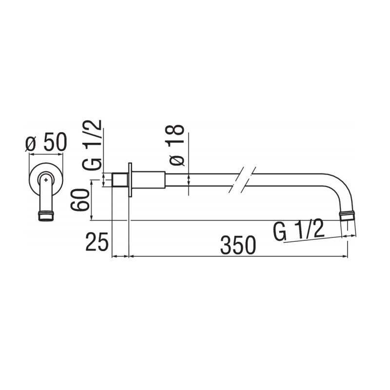 Bracci Per Soffione Doccia Braccio doccia a parete in ottone Nobili AD138/4CR