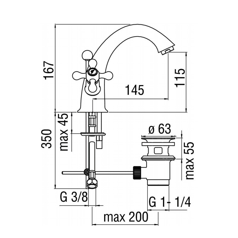 Grifos lavabo bimando Grifo monomando de dos orificios para lavabo Nobili Grazia GRC5118/6CR