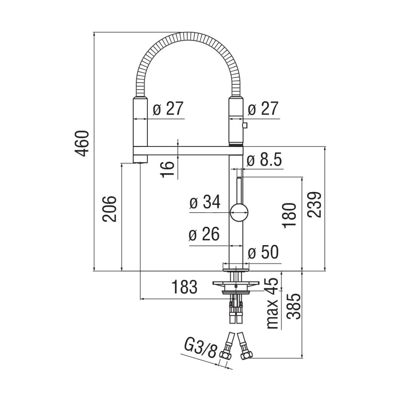 Spiralfeder Küchenarmaturen Spültischmischer mit Feder Nobili Move MV92300/50CR