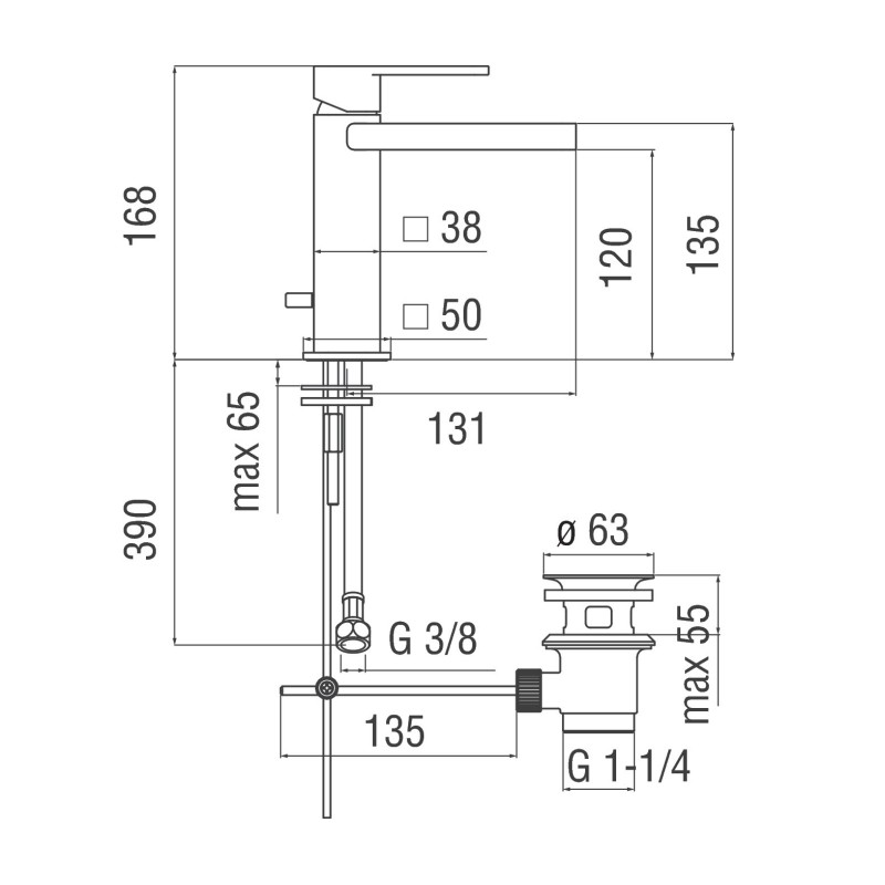 Wasserfall-Armaturen für Waschbecken Einhand-Waschtischmischer mit Schwallauslauf  Nobili Loop LPC90118/1CR