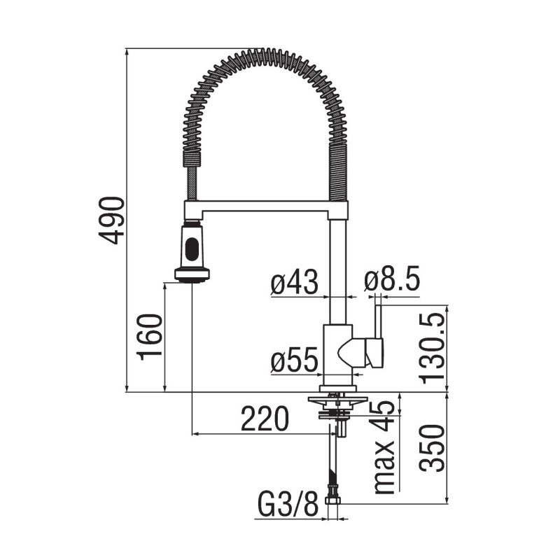 Rubinetti Cucina Con Molla Miscelatore lavello cucina con molla Nobili Live LV00300/3CR