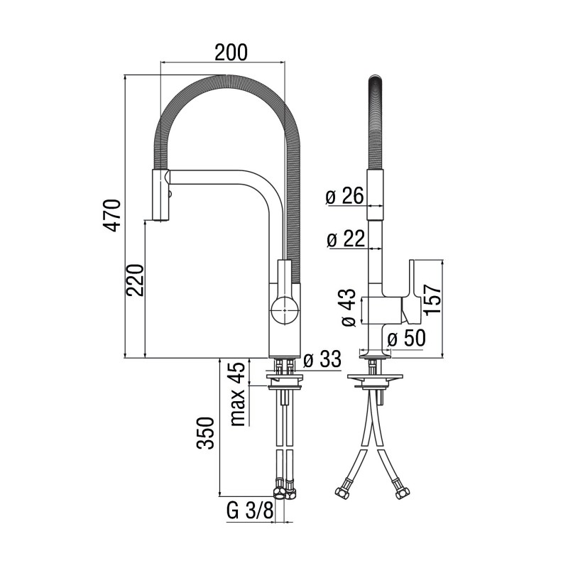 Kitchen taps with drop Kitchen sink mixer with spring Nobili Master MP118300CR