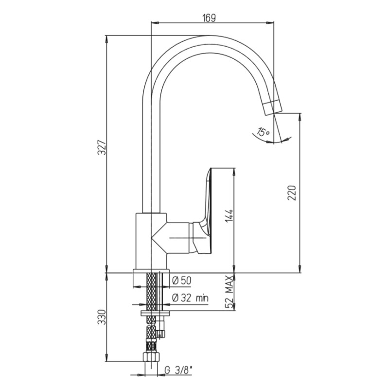 traditional kitchen taps Single-lever kitchen mixer Paini Nove 09CR572