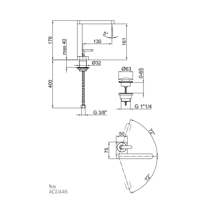 Single Lever Taps Washbasin Mixer Basin mixer with clic-clac 1"1/4 waste Webert Bath D830807015