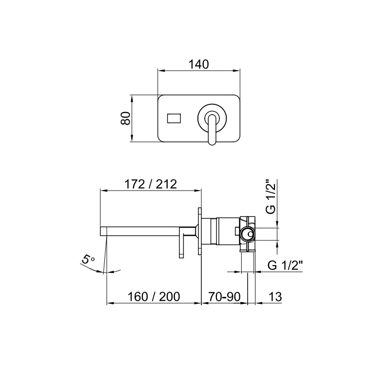 Grifos Lavabo Monomando Mezclador de lavabo de pared Webert Bath D830824015