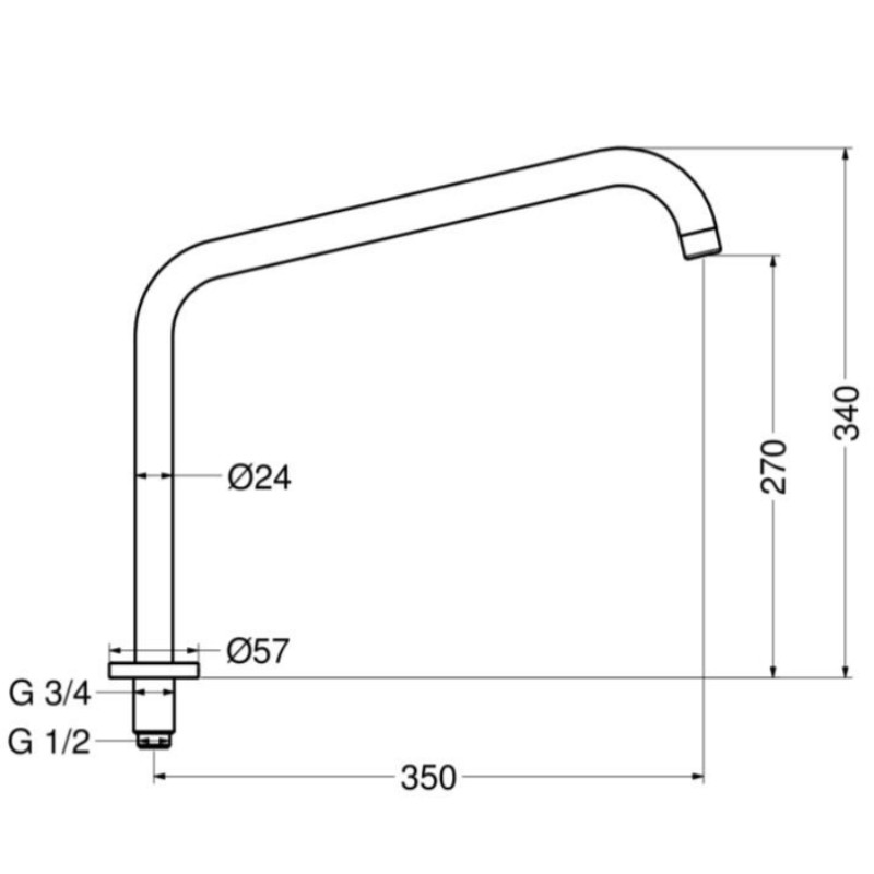 Spout of the tap spare parts Adjustable spout for installation on large surfaces Idral 09430