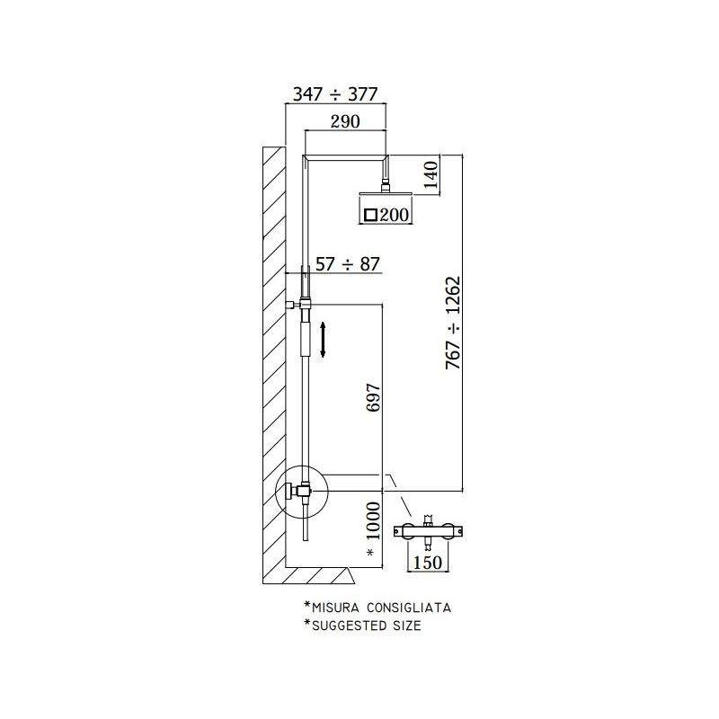 Columnas de ducha con mezclador Columna de ducha termostática modelo cuadrada Paffoni LEVEL ZCOL655CR