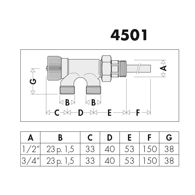 Single-pipe and double-pipe valves Valve for single-pipe systems Caleffi 450140-450150