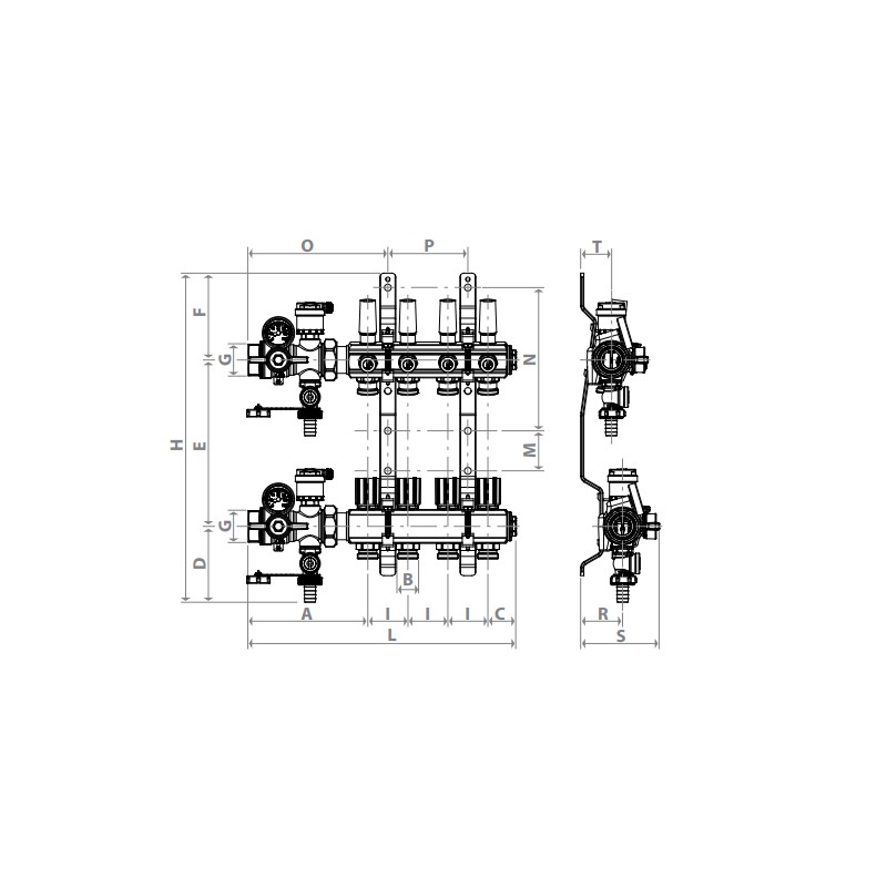 Colectores Kit de colector premontado y válvula multifunción Giacomini R553FK