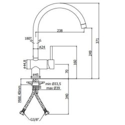 Traditionelle Küchenarmaturen Spültischmischer mit rundem Schwenkauslauf Paffoni Light LIG280CR