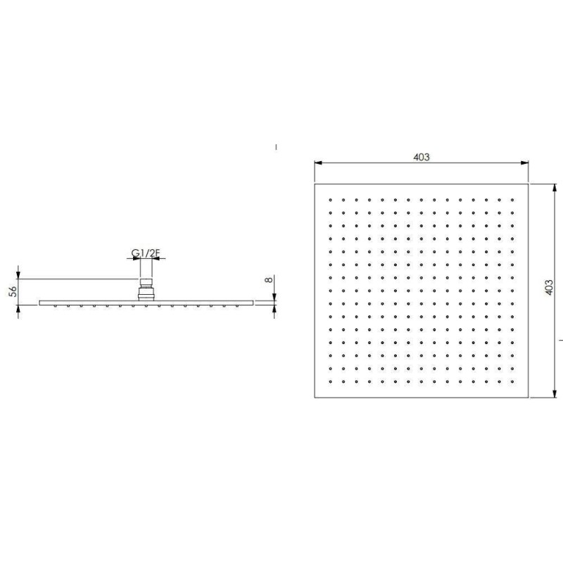 Squared shower heads Square Brass HeadShower Damast Saturno 40Q 13980