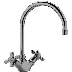 traditional kitchen taps Double lever kitchen sink tap with swivel spout in chrome color Paffoni Iris IRV180CR