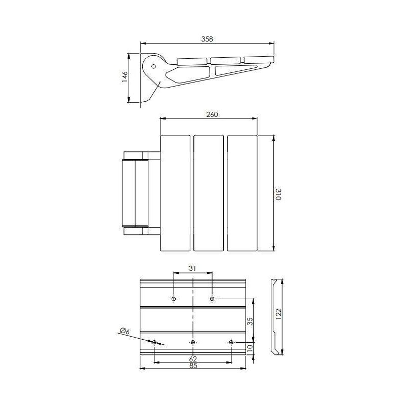 Sedia per Doccia Sedile ribaltabile per doccia Damas Bamboo 13920