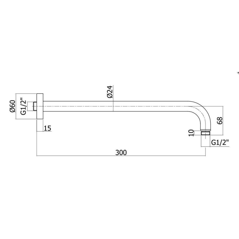 Zulaufarm für Duschkopf Brausearm aus Messing 300 mm in Chromfarbe Paffoni ZSOF035CR