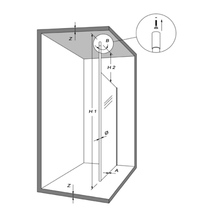 Shower cabin accessories Sistema pavimento - soffitto OPEN SAMO KT4900