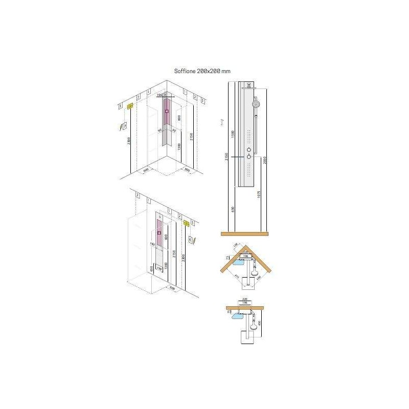 Columnas de ducha con mezclador Columna de ducha moderna con rociador y barra corredera Novellini Line 2