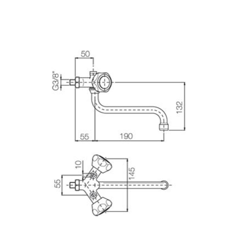 Robinets pour la cuisine à muraux robinet de réglage chaud  Porta & Bini 00002