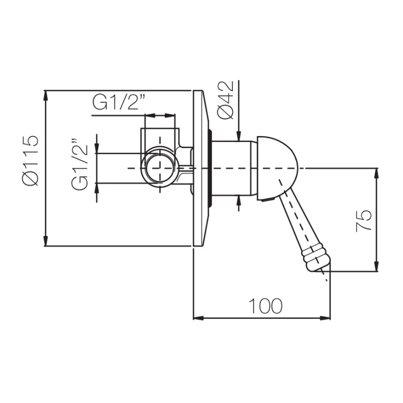 Robinets Douche encastrés Mitigeur de douche encastrable avec 1 sortie Porta&Bini New Old 50433