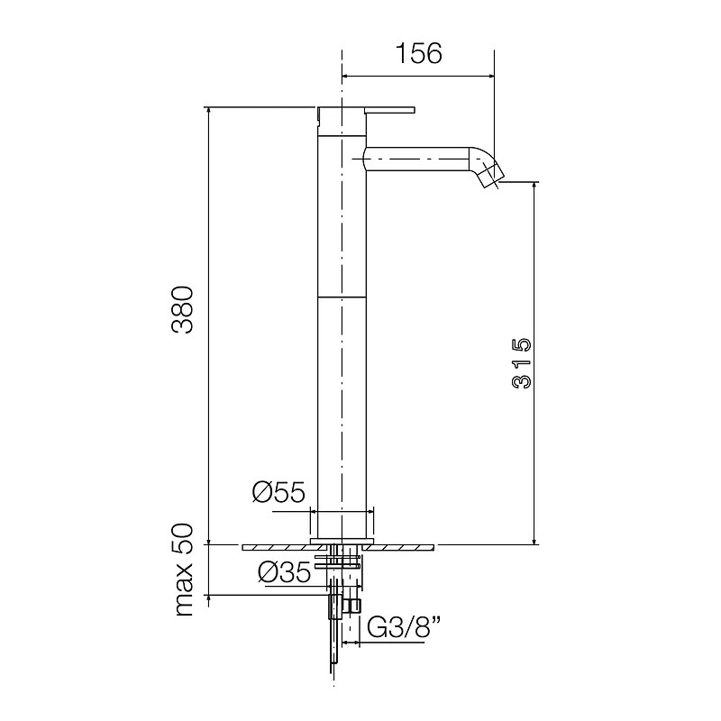 Grifos de lavabo palangana Mezclador de lavabo con una altura de 280 mm Raf K2 K2-30F