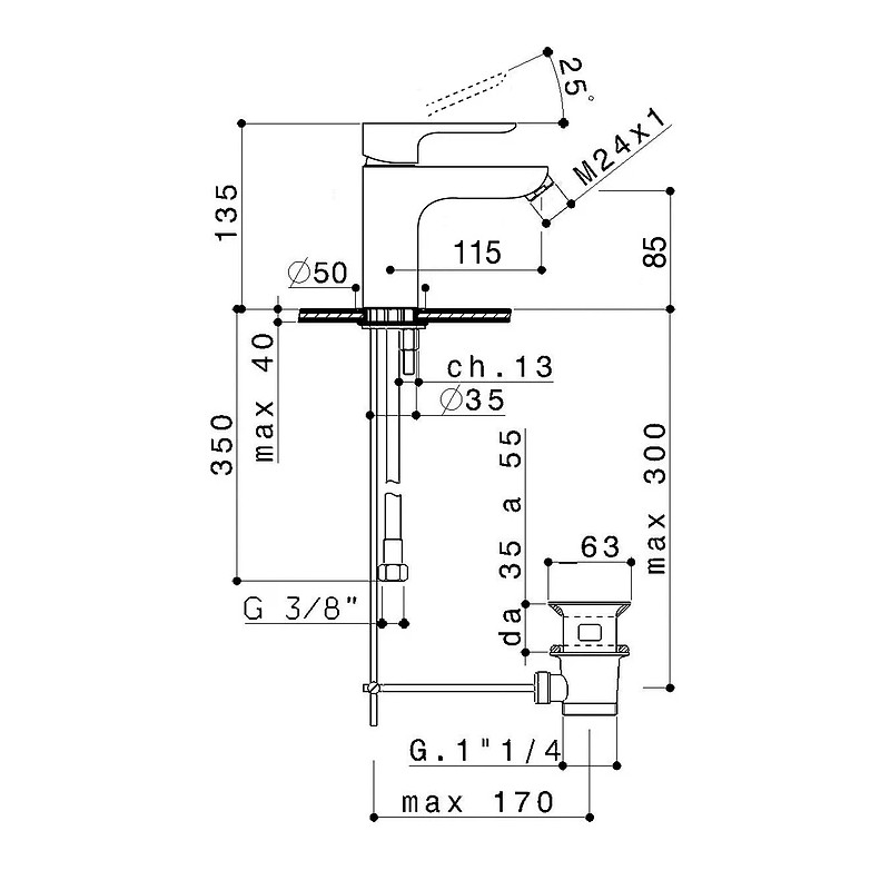 Single Lever Taps Washbasin Mixer Elegant design basin mixer Raf T2 T2-21F