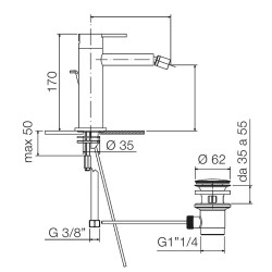 Einhebel-Bidetarmaturen Bidetmischer mit weichen Linien Raf K2 K2-45F