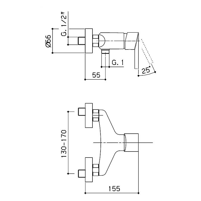 Aufputz Duscharmaturen Externer Duschmischer mit innovativem Design Raf T2 T2-80