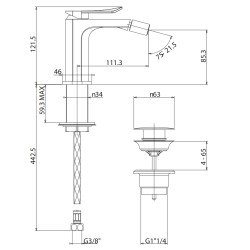 Rubinetti Bidet Monoleva Miscelatore bidet Gattoni Soffio 8150