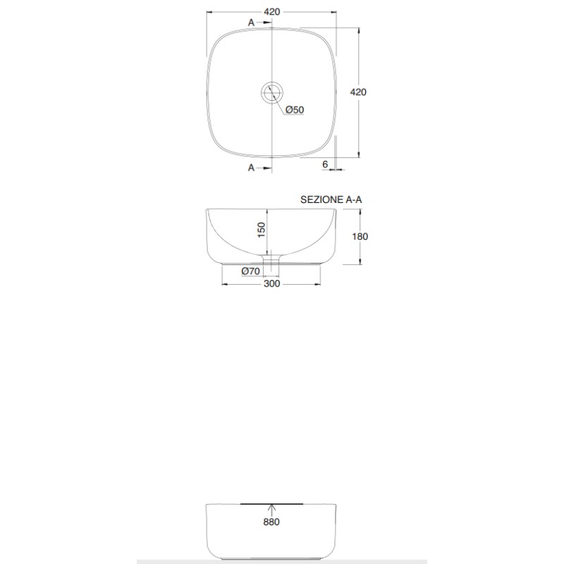 Lavabo à support Vasque à poser Scarabeo Moon 42 H18 5501