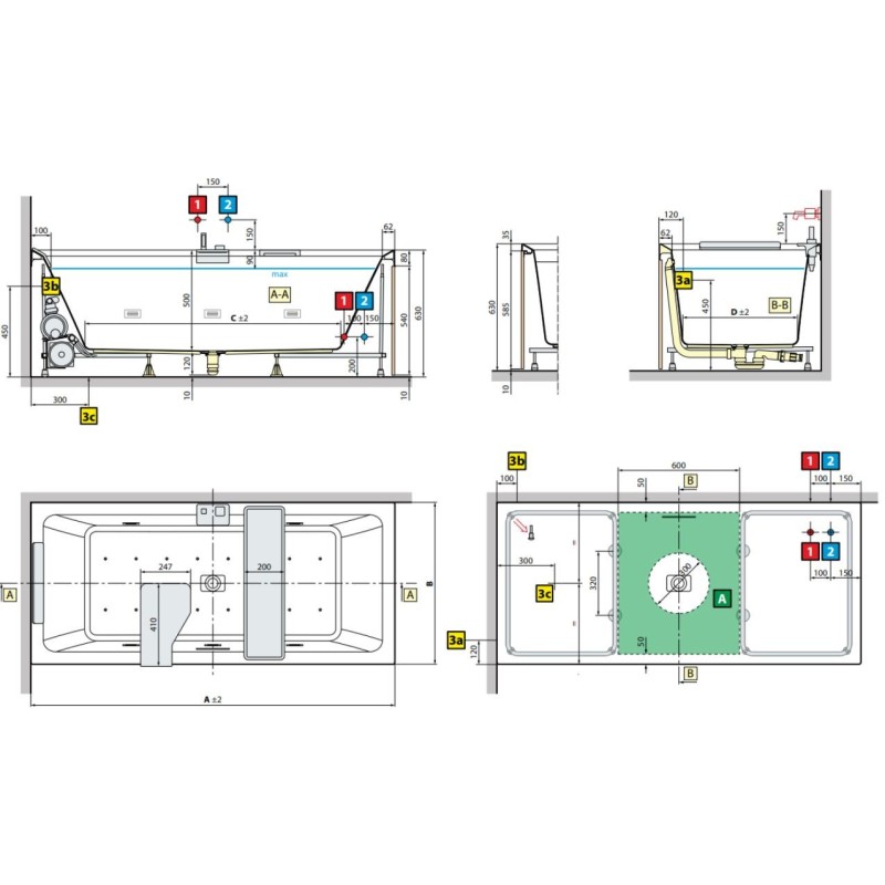 Bañeras hidromasaje Bañera de hidromasaje rectangular HYDRO PLUS Novellini Divina