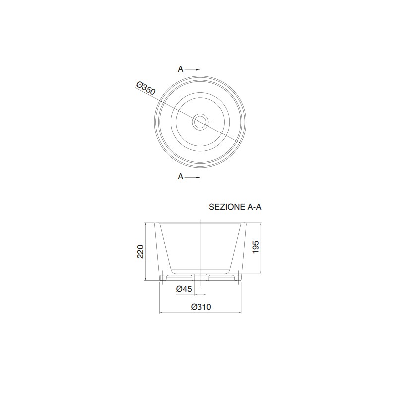 Lavabos sobre encimera Lavabo sobre encimera Scarabeo Bucket 35 H22 8808