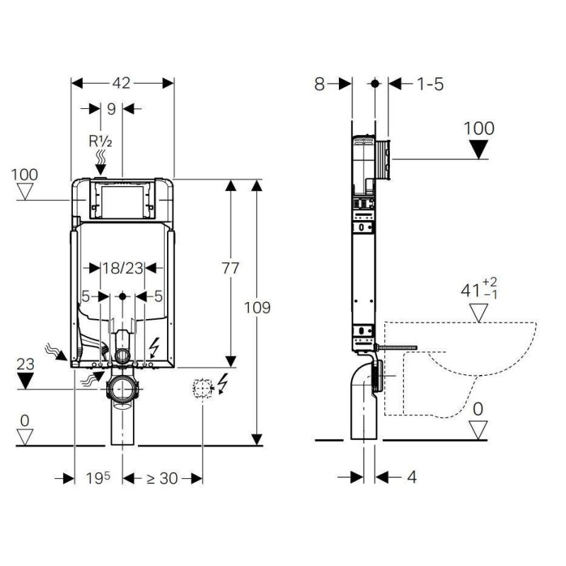 WC-Spülkasten Combifix-Modul für wandhängendes WC Geberit Sigma 8 110.790.00.1