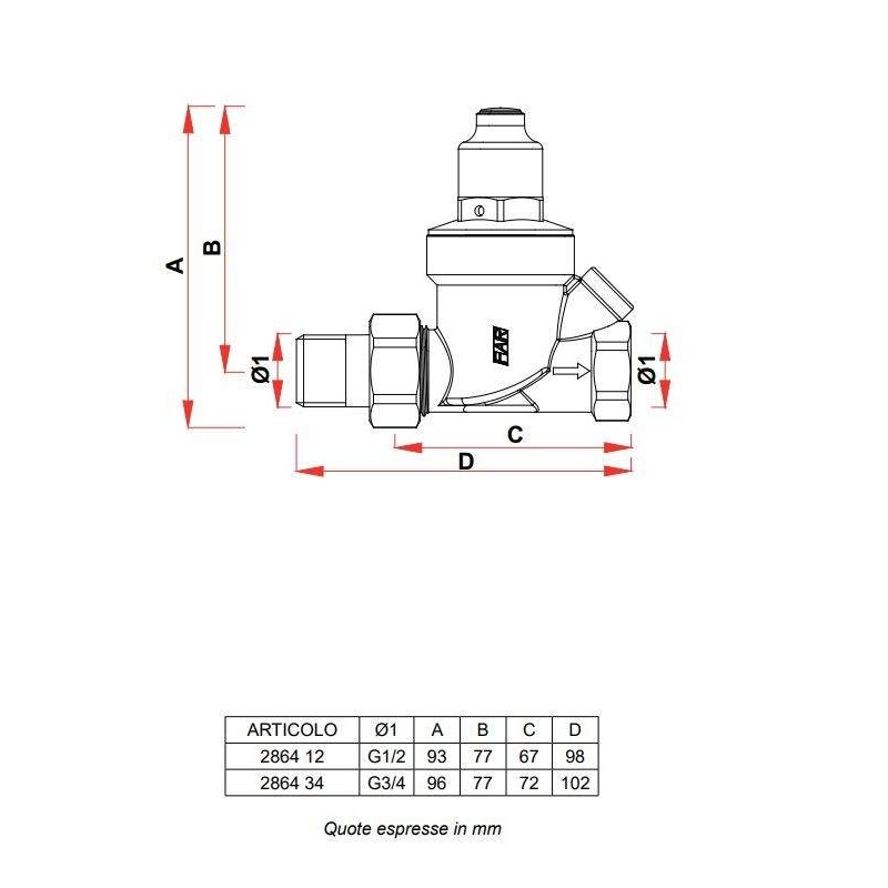 Pressure regulators Pressure reducer M-F connection Far Rubinetterie 2864-2865-2866-2867