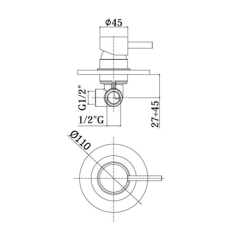 Robinets Douche encastrés Mitigeur de douche à encastrer plaque Ø 110 Paffoni Light LIG011CR