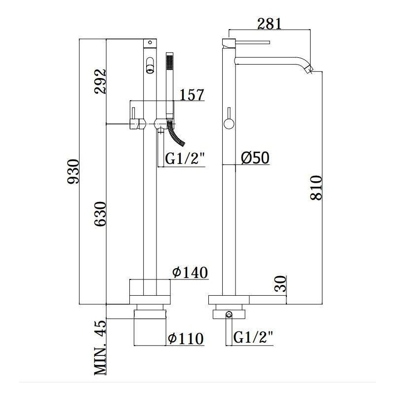 Rubinetti Vasca a Pavimento Miscelatore vasca a pavimento Paffoni Light LIG032CR