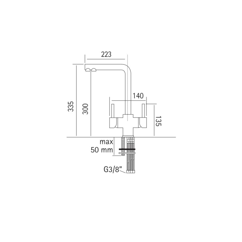 Grifo de la cocina 3 vías Mezclador de cocina de 3 vías agua filtrada Rub.Magistro 303