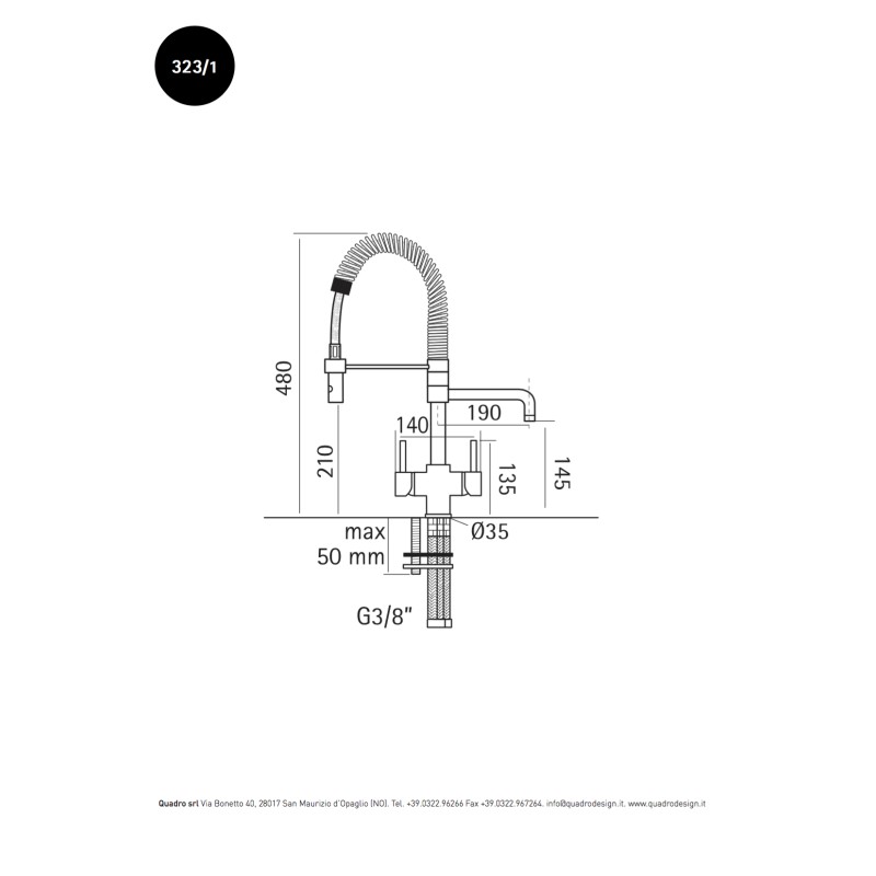 Robinets pour la cuisine à trois voies Robinet de cuisine à 3 voies eau filtrée Rub.Magistro 323/1